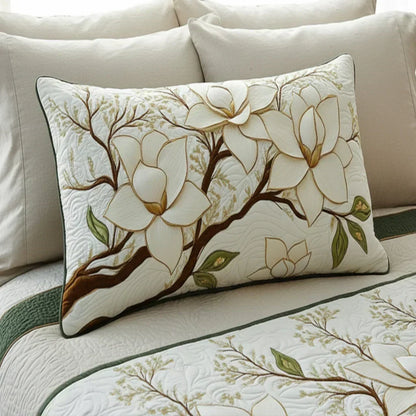 Magnolia Bloom Quilted Pillow Sham