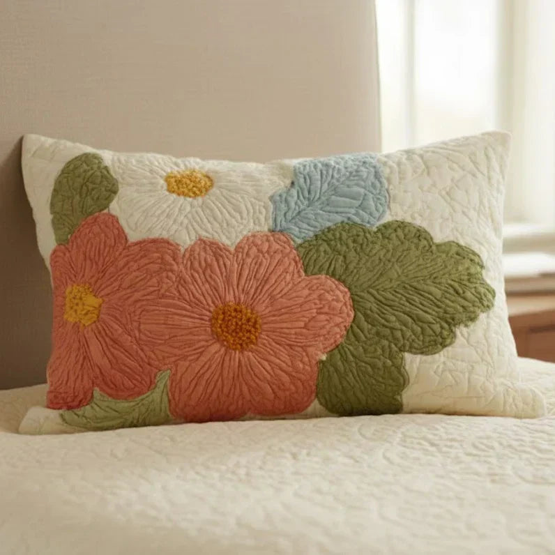 Retro Daisies Quilted Pillow Sham