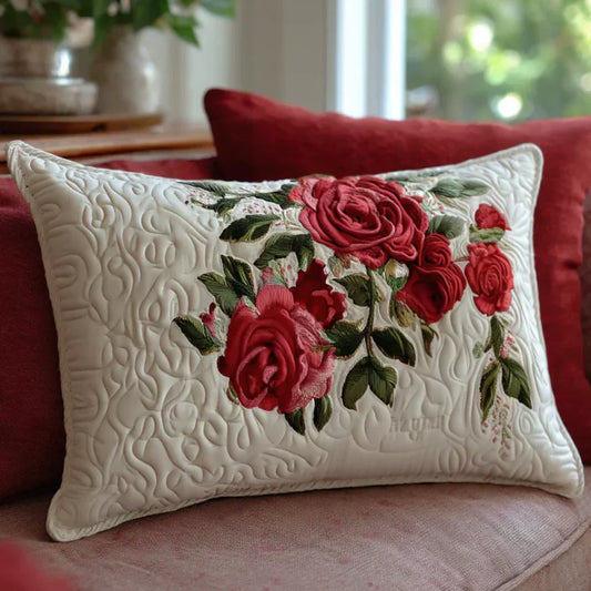 Rose Garden Hearts Quilted Pillow Sham