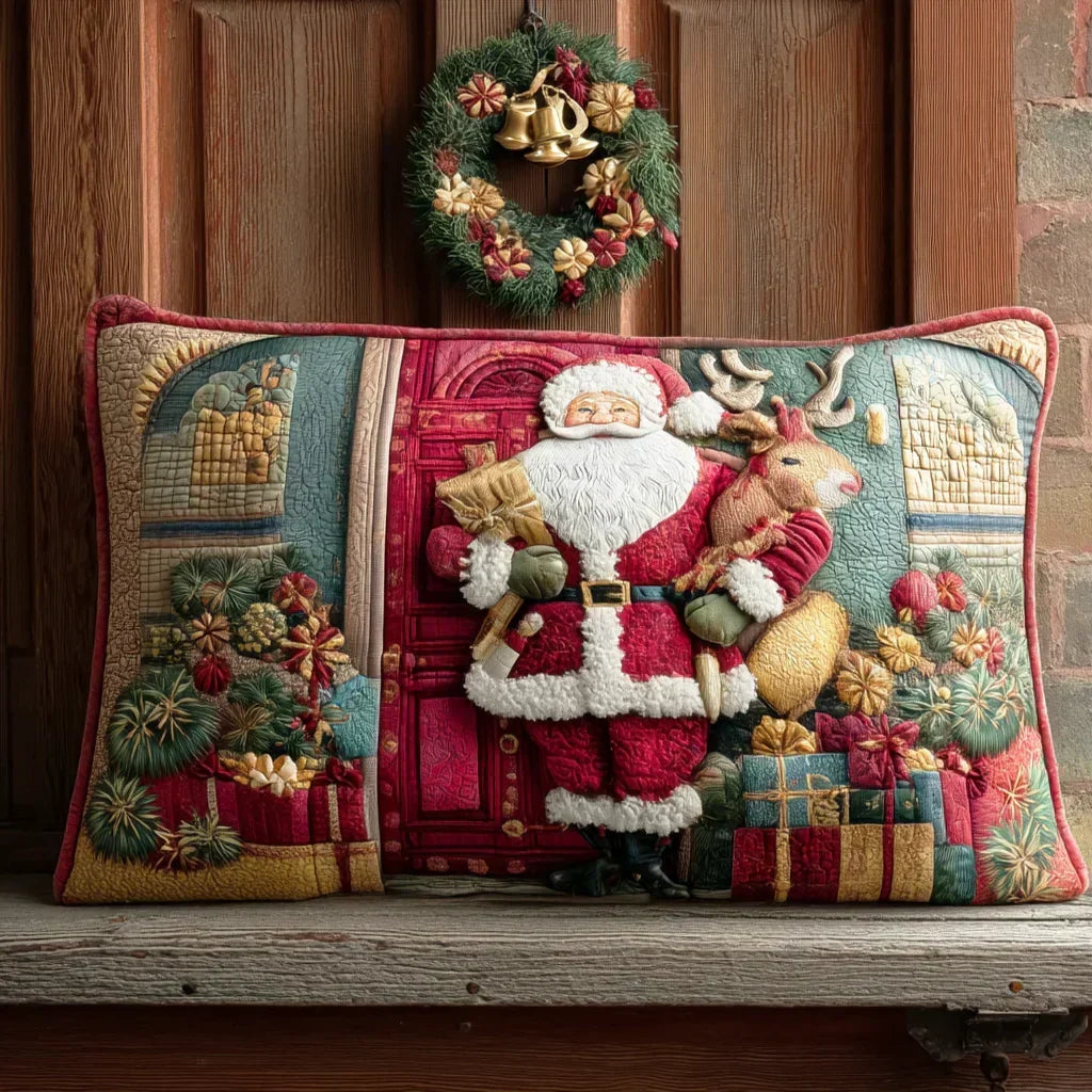 Santa's Warm Welcome Quilted Pillow Sham