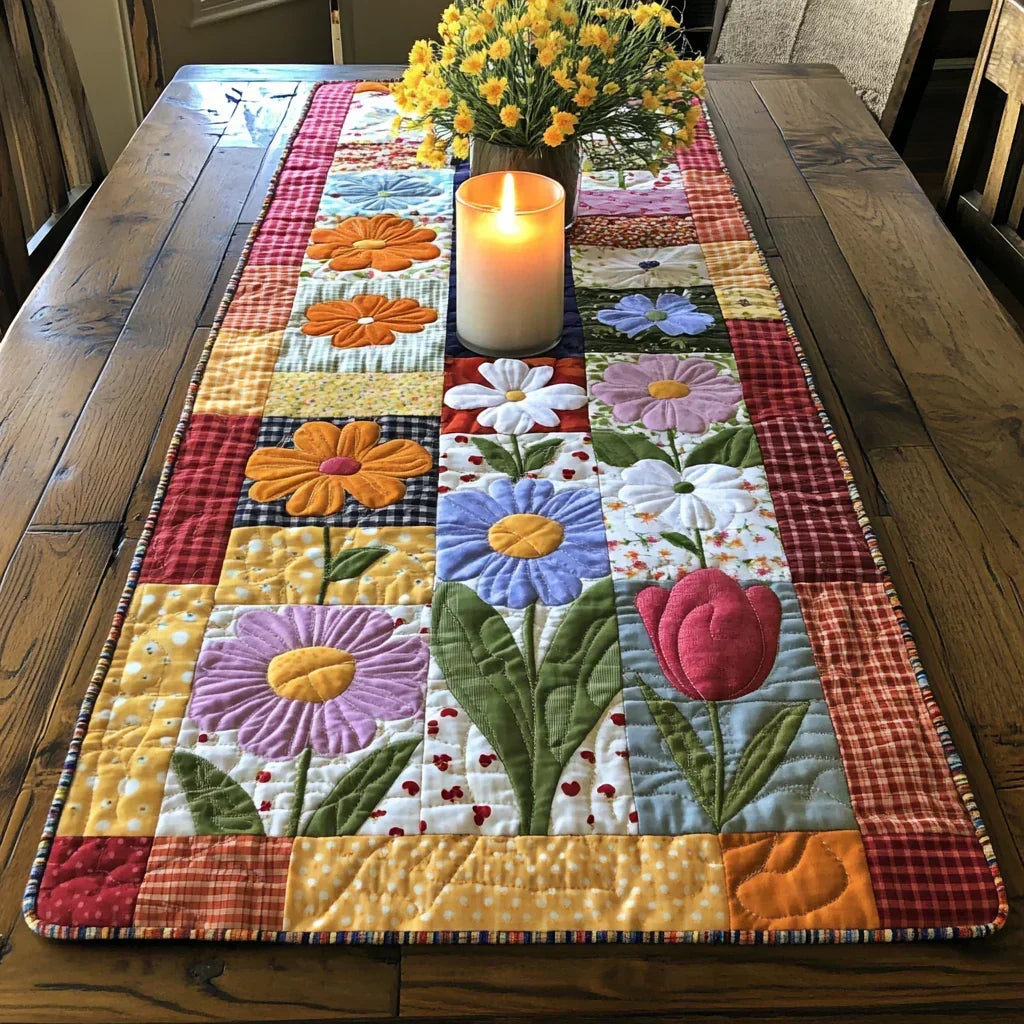 Floral Path Quilted Table Runner