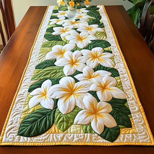 Frangipani Flowers Quilted Table Runner