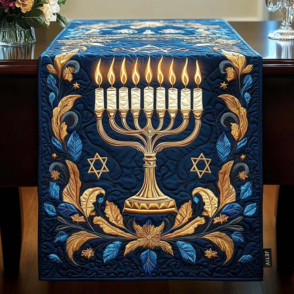 Illuminated Menorah Quilted Table Runner