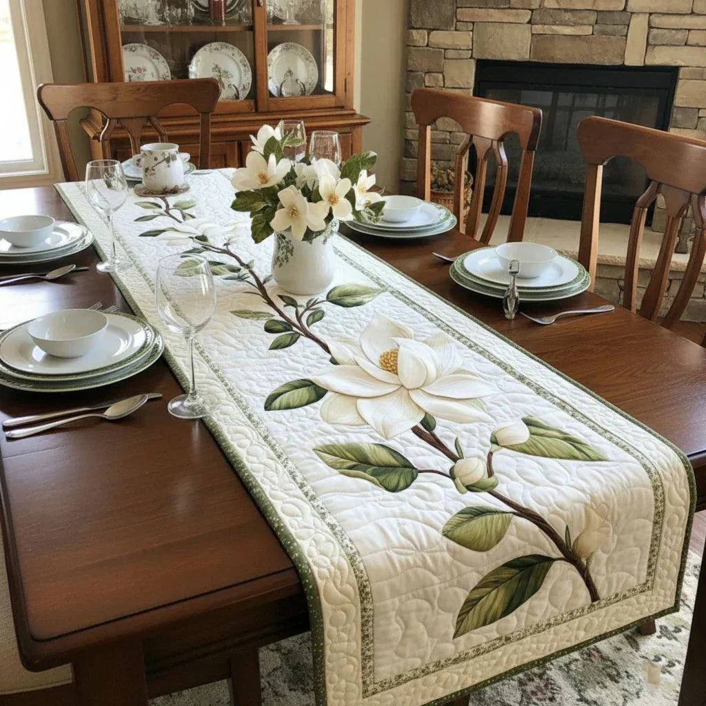 Rustic Magnolia Quilted Table Runner - 2