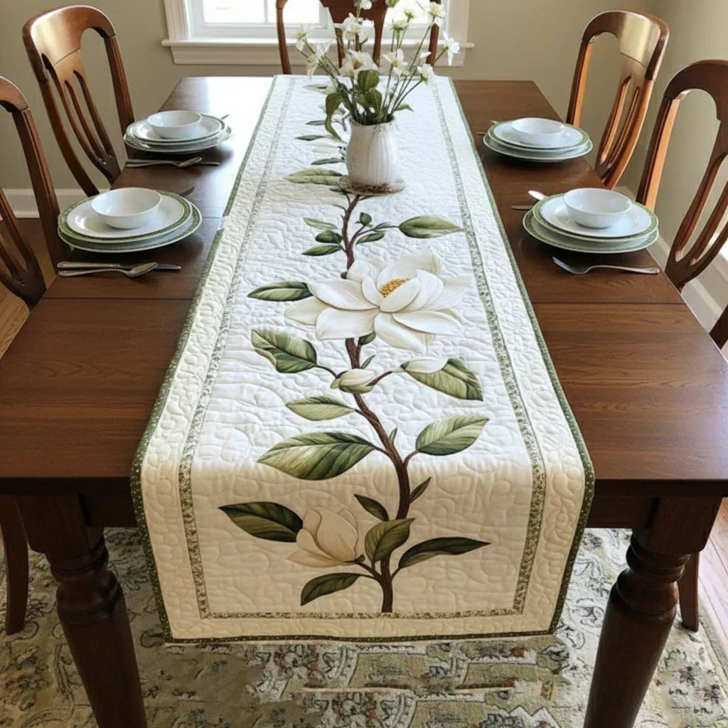 Rustic Magnolia Quilted Table Runner - 3