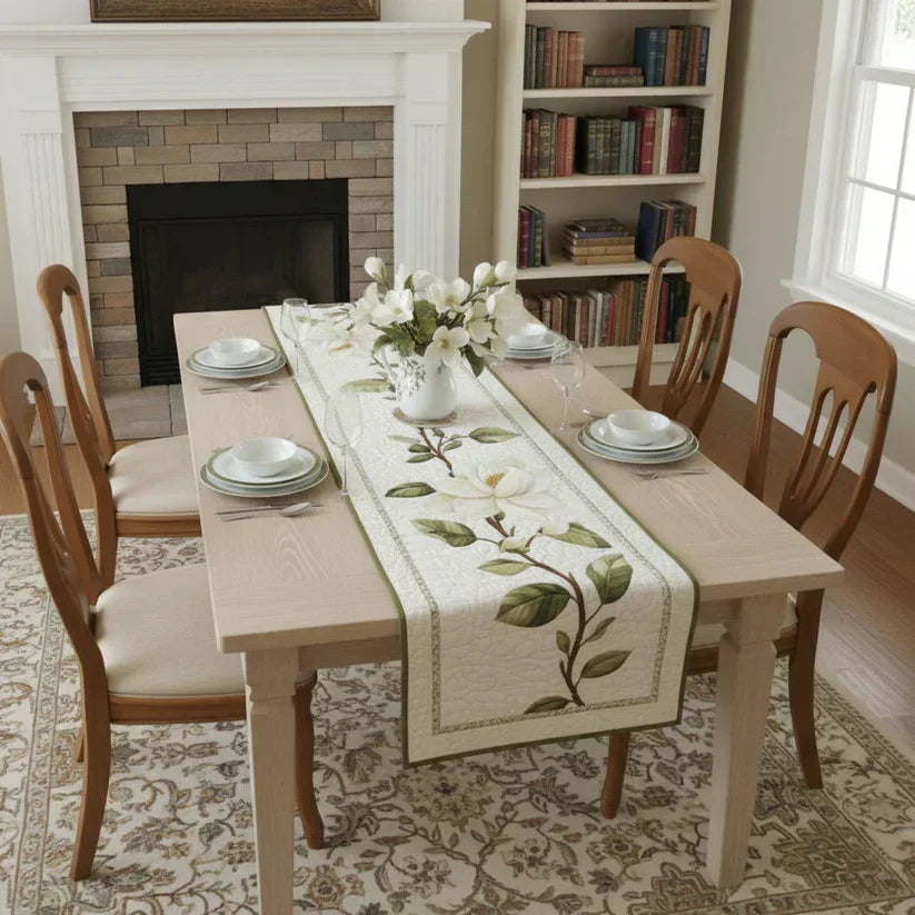 Rustic Magnolia Quilted Table Runner - 4