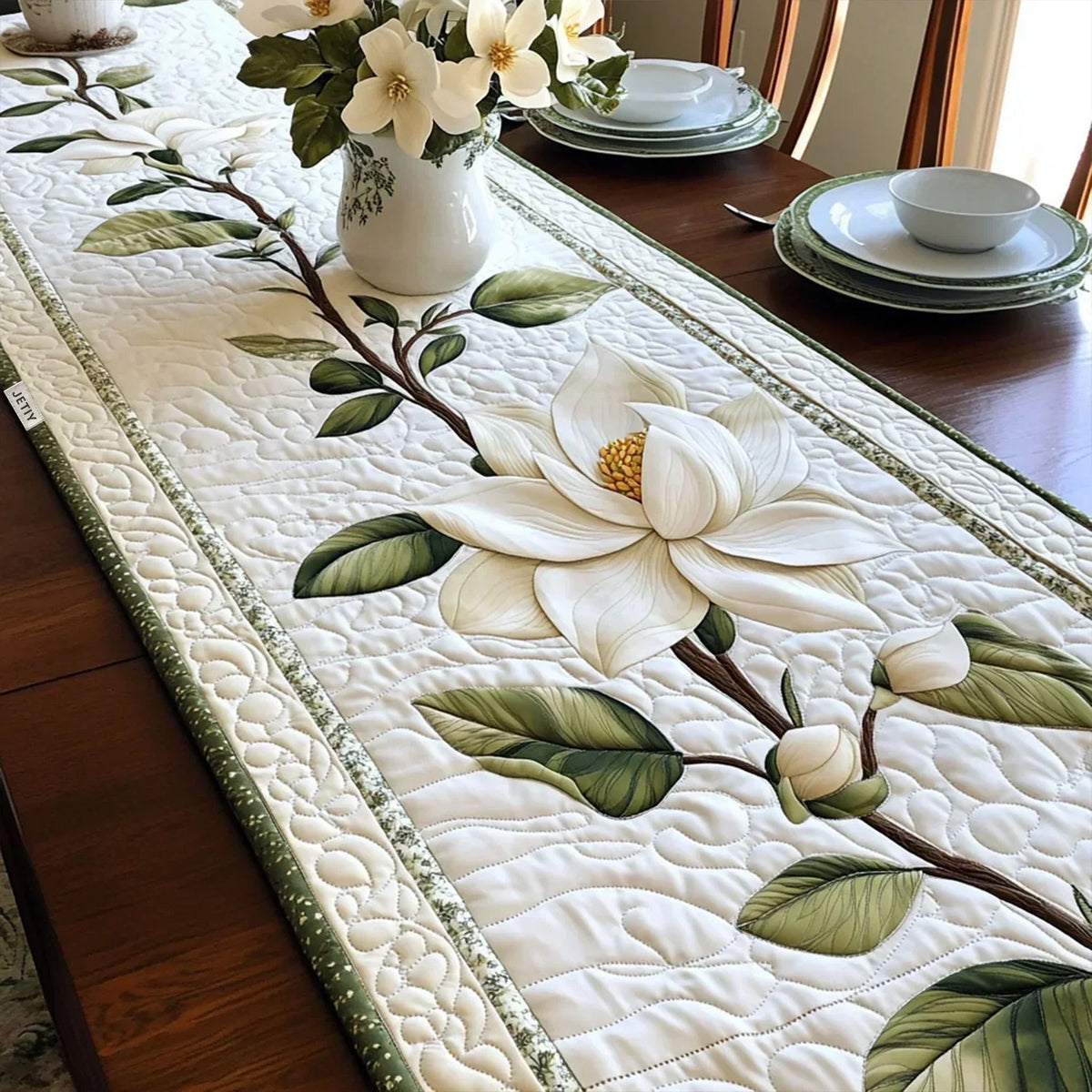 Rustic Magnolia Quilted Table Runner