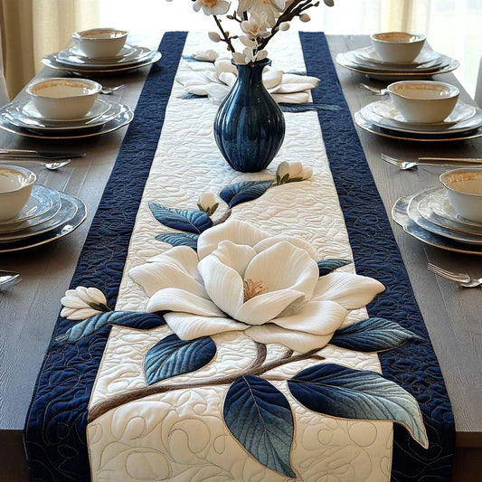 Tranquil Magnolia Quilted Table Runner