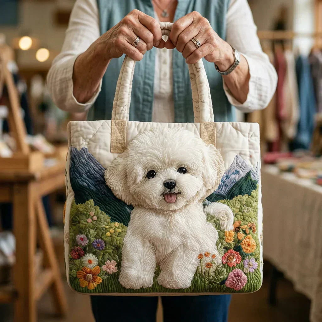 Bichon Frise Quilted Tote Bag