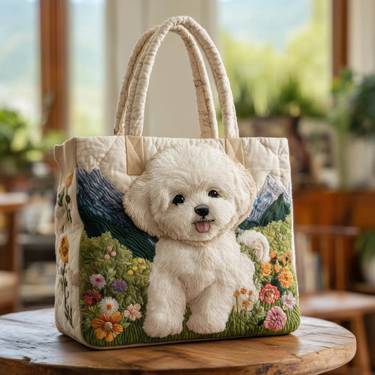 Bichon Frise Quilted Tote Bag