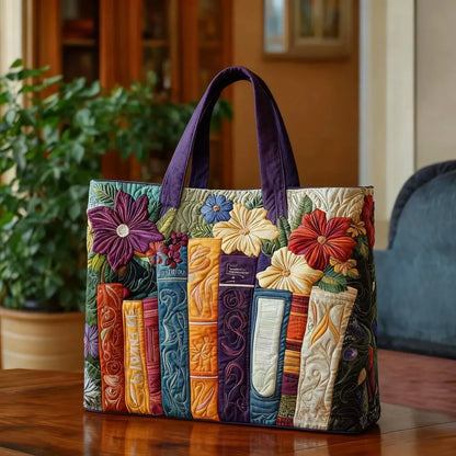 Book Lover Quilted Tote Bag