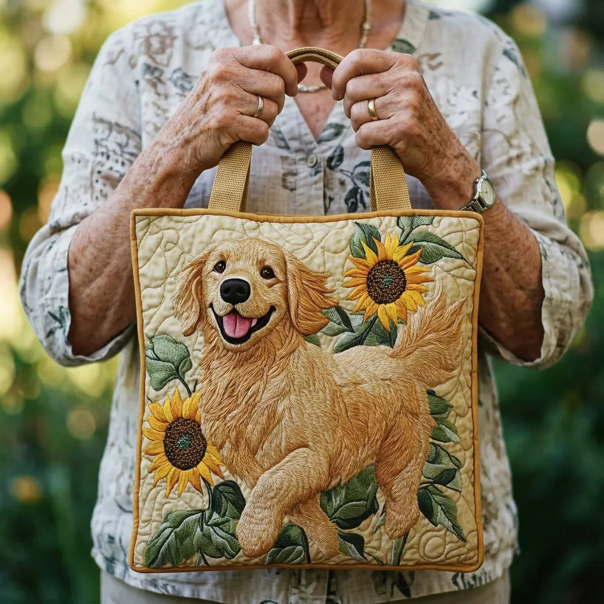 Golden Retriever Quilted Tote Bag