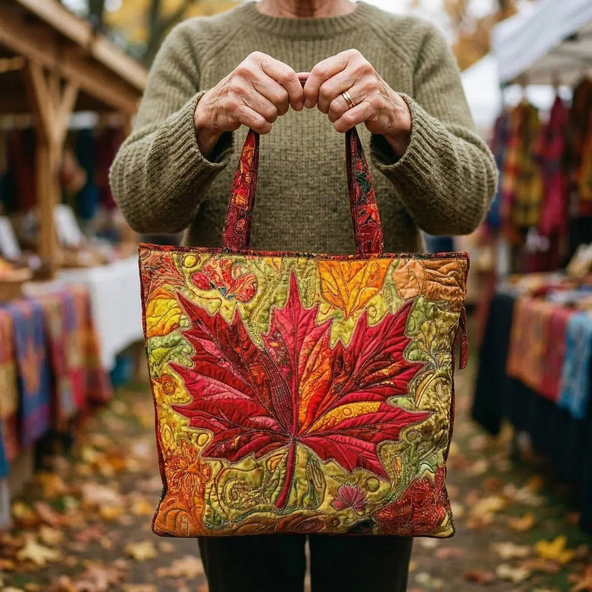 Maple at Sunset Quilted Tote Bag