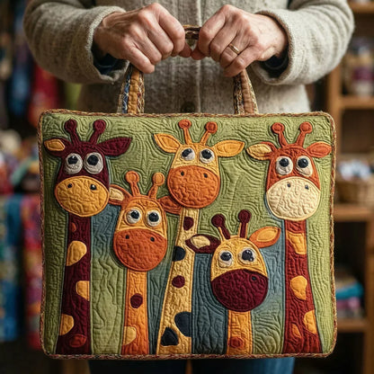 Playful Giraffes Quilted Tote Bag