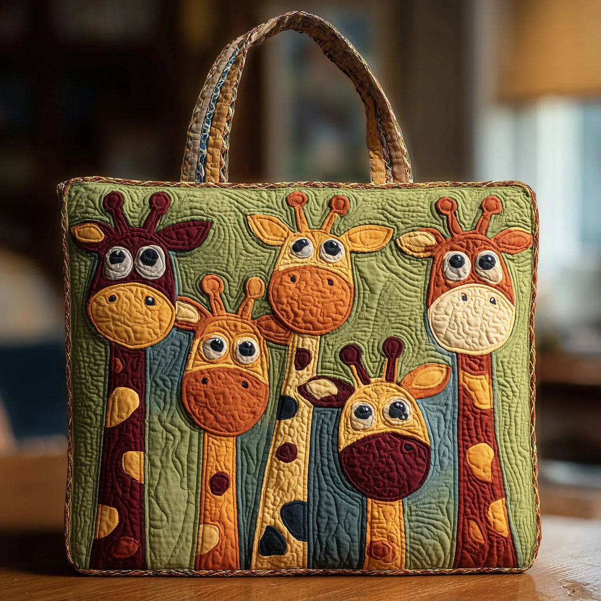 Playful Giraffes Quilted Tote Bag