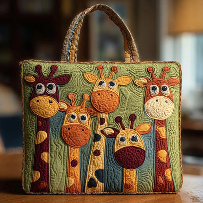 Playful Giraffes Quilted Tote Bag