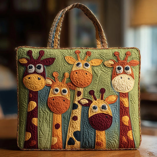 Playful Giraffes Quilted Tote Bag