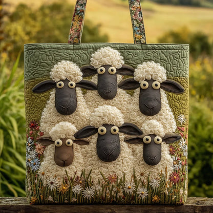 Six Sheep Quilted Tote Bag