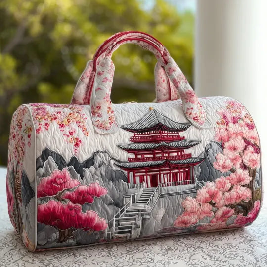 Cherry Blossom Pagoda Quilted Travel Bag