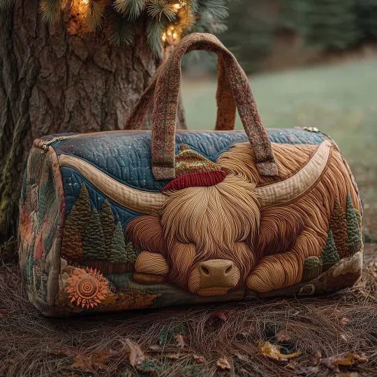 Highland Cow at Rest Quilted Travel Bag