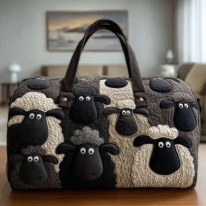 Sheep in Black and Cream Quilted Travel Bag