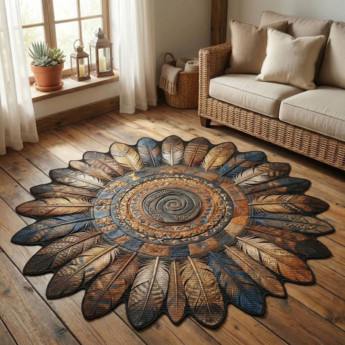 Copper Canyon Sunburst Shaped Area Rug