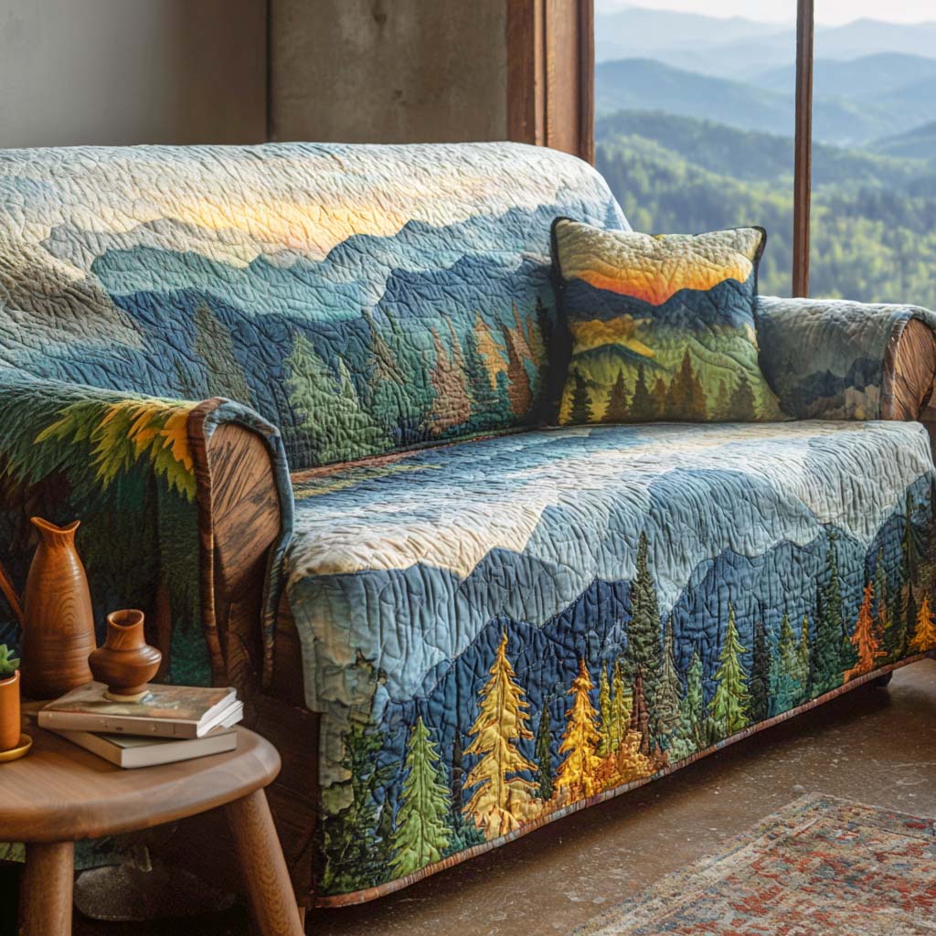 Landscape of Mountains Quilted Sofa Cover – Raina