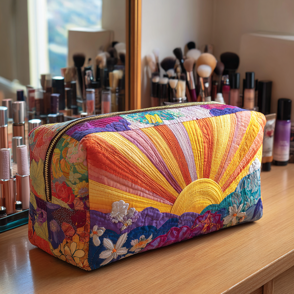Flowers at Sunrise Quilted Toiletry Bag