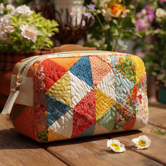 Colourful Retro Print Quilted Toiletry Bag – Regina