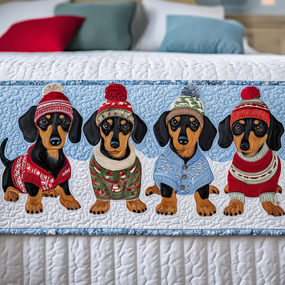 Christmas Dachshund Quilted Bed Runner