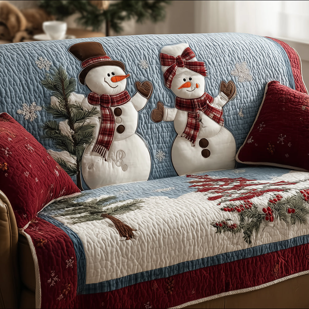 Snowmen from Snow Dancing Quilted Sofa Cover