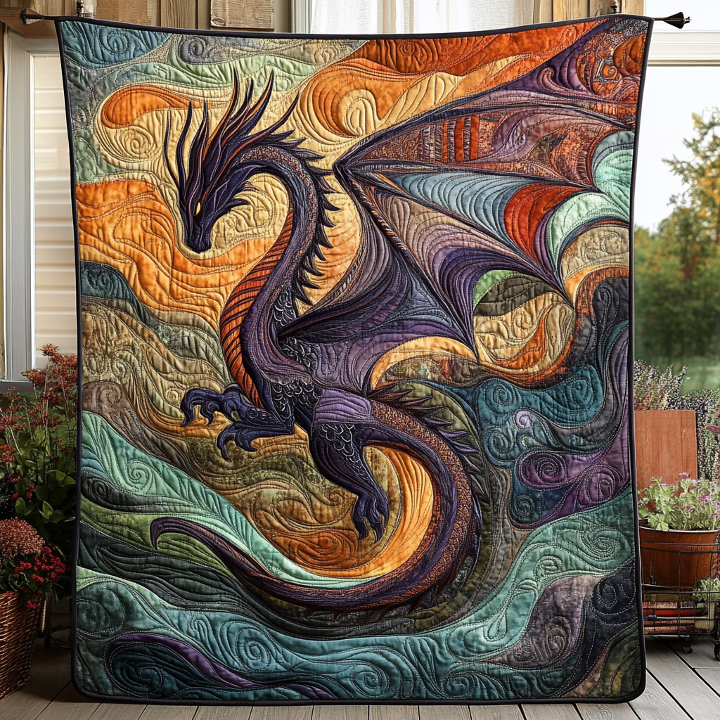 Moonlit Snake Quilted Blanket