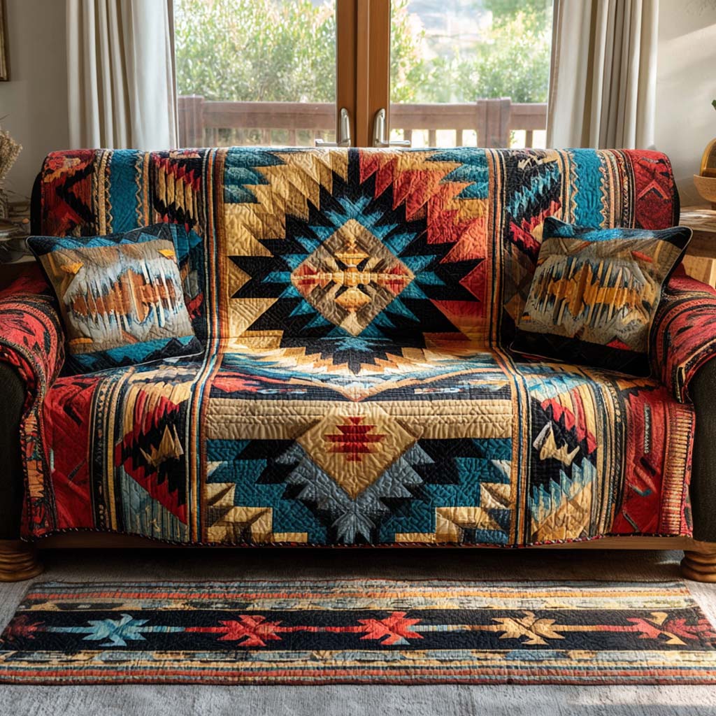 Southwest Pattern Quilted Sofa Cover