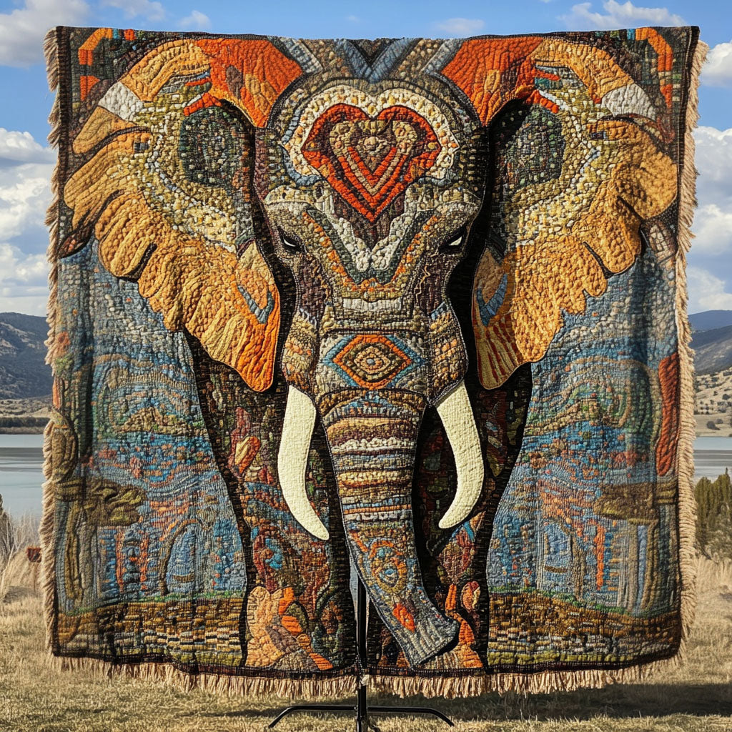 Safari Elephant Quilted Throw