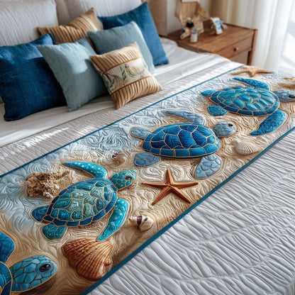 Peaceful Turtle Bay Quilted Bed Runner