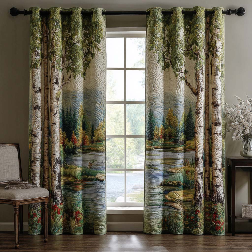 Birch by the Lake Quilted Curtains