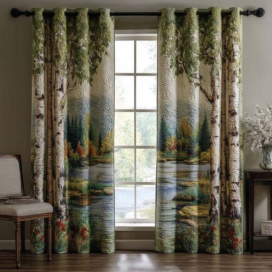 Birch by the Lake Quilted Curtains