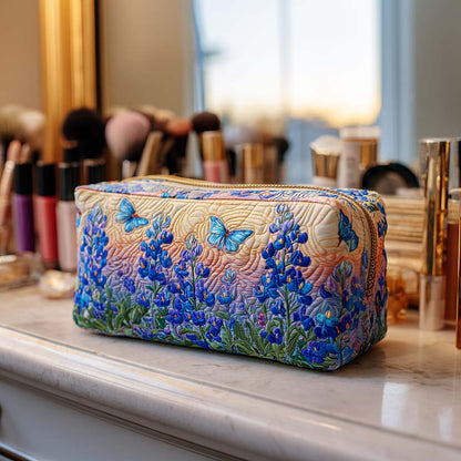 Blue Quilt Print Quilted Toiletry Bag
