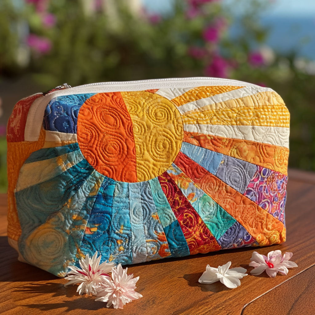 Colourful Retro Print Quilted Toiletry Bag