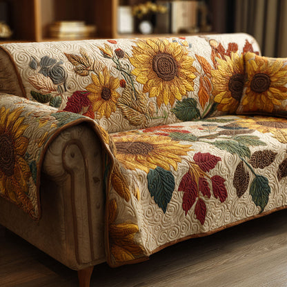 Sunflowers Rustic Quilted Sofa Cover
