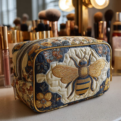 Embroidered Accents Quilted Toiletry Bag