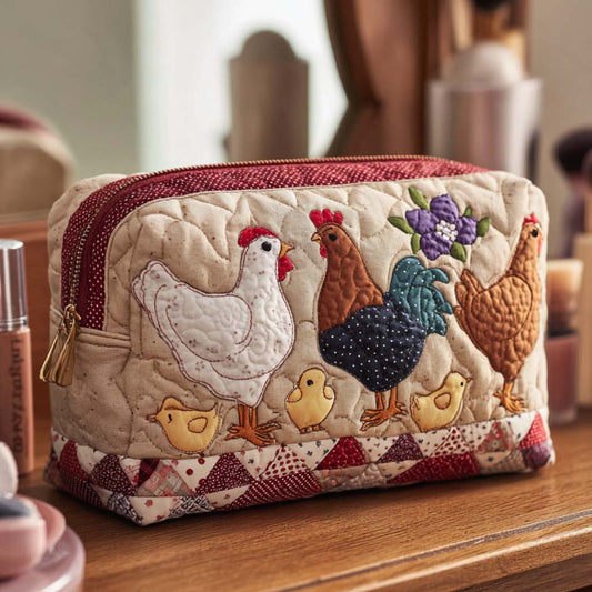 Hen in Nest Quilted Toiletry Bag