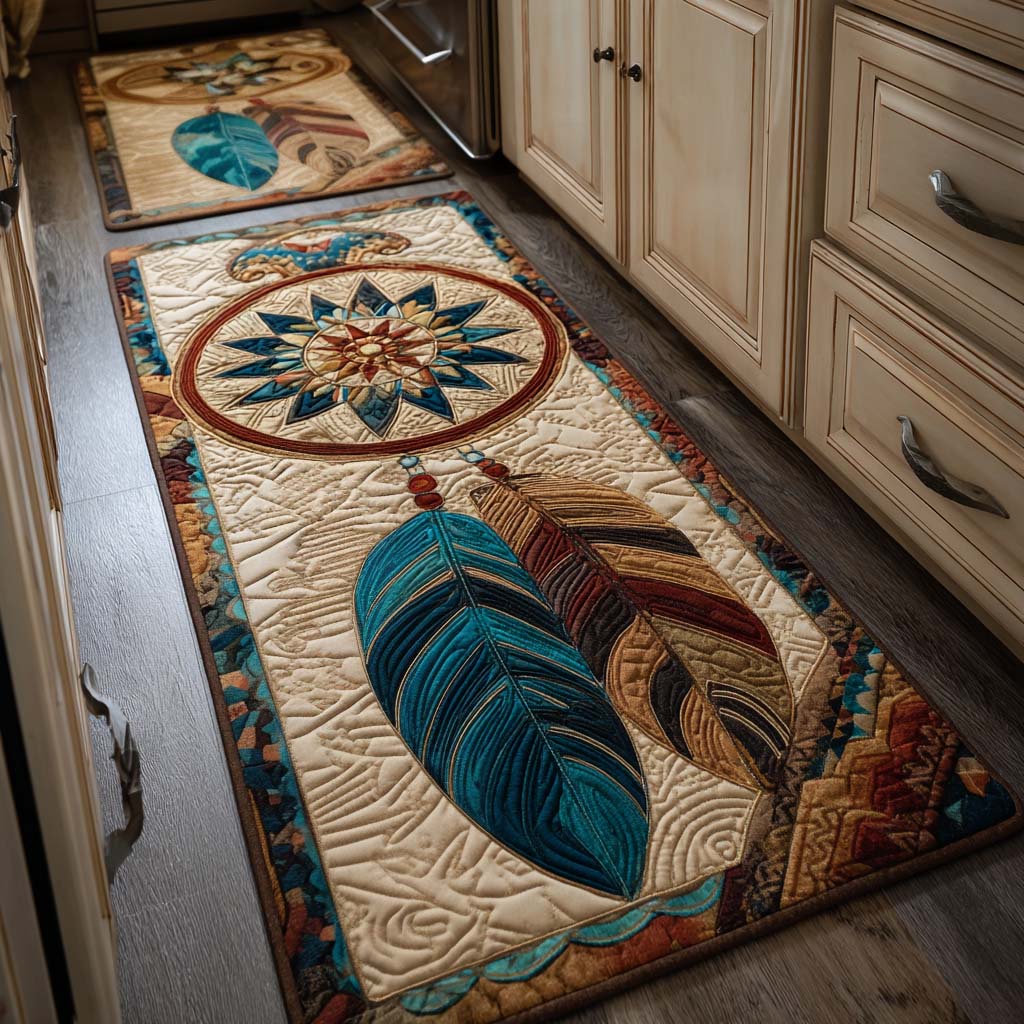 Dreamy Feathers 2-Piece Kitchen Mat Set