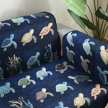 Oceanic Pattern Quilted Sofa Cover