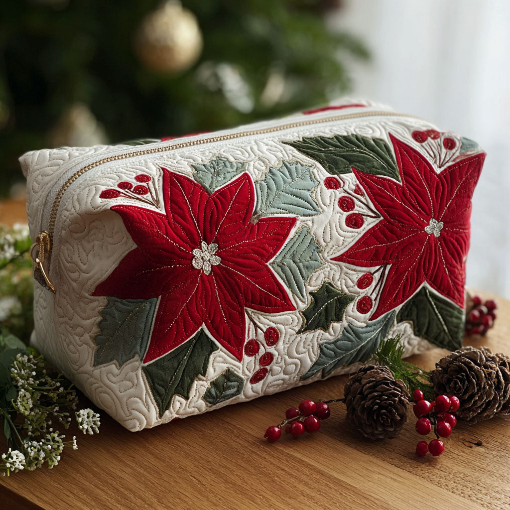 Scarlet Flower Quilted Toiletry Bag