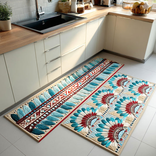 Feather Wreath 2-Piece Kitchen Mat Set