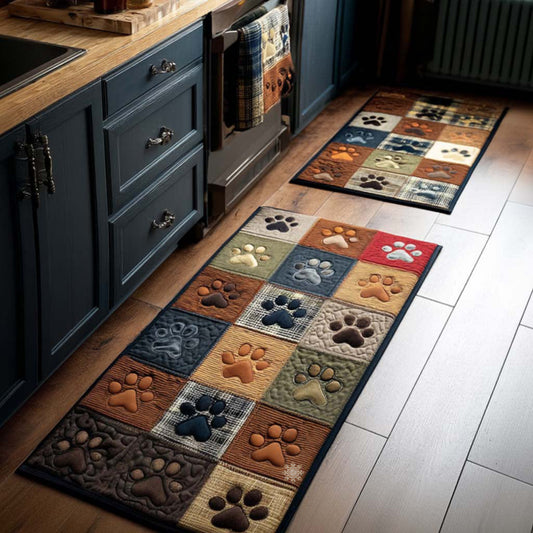 Cozy Paw Prints 2-Piece Kitchen Mat Set