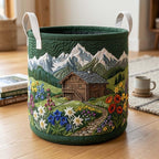 Mountain Cabin Flower Quilted Laundry Basket