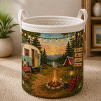 Mountain Camper Wildflower Camping Quilted Laundry Basket