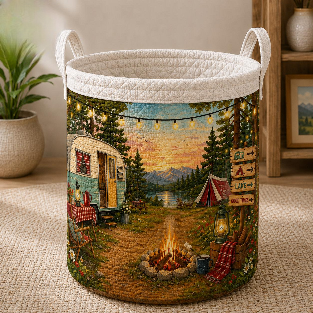 Mountain Camper Wildflower Quilted Storage Basket